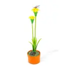 Decorațiune Solară cu Flori Colorate - 10 LED-uri Cald-Albe - Galben - 8 x 8 x 32 cm