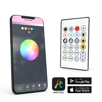 Ghirlandă LED RGB inteligentă - 10 m - Bluetooth și telecomandă IR
