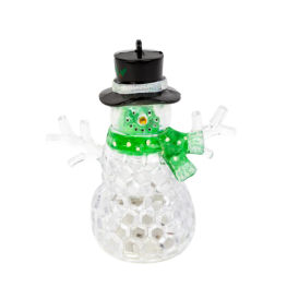 Om de zăpadă LED cu eșarfă verde - RGB LED - 9 x 8 x 5 cm