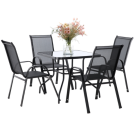 Set de mobilier de grădină - negru - 4 scaune și masă pătrată