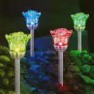 Lampă de grădină solară cu formă de trandafir - Cu LED RGB - 8 x 36,5 cm - Inserabilă