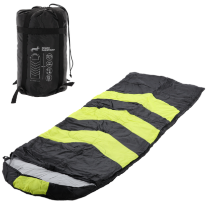 Sac de dormit - 220 x 75 cm, gri-portocaliu și gri-verde lime