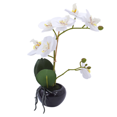 Floare Artificială - Orhidee Albă 30 cm