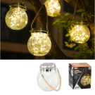 Lampă solară LED în borcan - 20 LED-uri calde albe, 12 x 12 x 14,5 cm