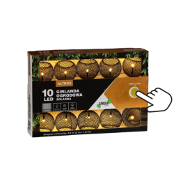 Ghirlandă solară de grădină - 3,8 m, 10 LED-uri, alb cald