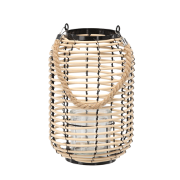 Lampion cu insert de sticlă - 20 x 30 cm - negru-natur