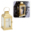 Lampion de Crăciun din metal auriu cu LED - 11 x 11 x 22 cm