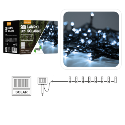 Lumini LED solare - 200 LED-uri - alb rece - 2 + 20 m