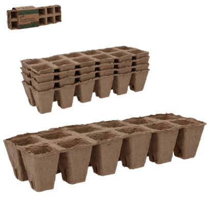 Set complet de 4 ghivece de turbă biodegradabile - 27,5 x 9 x 5 cm