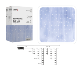 Lumini tip ghirlandă cu țurțuri LED, 500 LED-uri, alb rece, 3 + 20 m