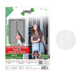 Plasă de țânțari magnetică pentru ușă - alb - 80/90/100 x 210/220 cm