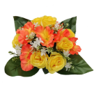Buchet artificial de flori cu trandafiri și hibiscus - 25 x 28 x 28 cm