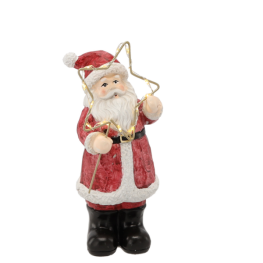 Figurină de Moș Crăciun cu Stea LED - 12 x 10 x 23 cm