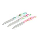 Konyhai kés készlet - 15 cm - virág mintás - 3 db / csomag