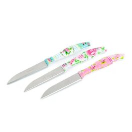 Konyhai kés készlet - 15 cm - virág mintás - 3 db / csomag