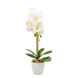 Műnövény dekoráció - orchidea - fehér - 48 cm