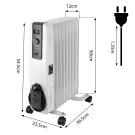 Radiator cu ulei, 9 elementi, 2 trepte, 1200/2000 W