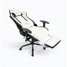 Scaun gaming ergonomic alb cu suport de picioare - design modern minimalist
