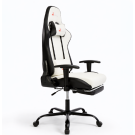 Scaun gaming ergonomic alb cu suport de picioare - design modern minimalist