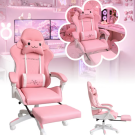 Scaun Gaming Roz cu Suport pentru Picioare – Ergonomic, Reglabil