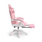 Scaun Gaming Roz cu Suport pentru Picioare – Ergonomic, Reglabil