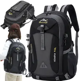 Rucsac de Drumeție 40 L – Negru, Impermeabil, cu Compartimente Multiple și Bretele Reglabile