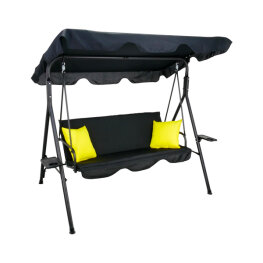 Balansoar de Gradina cu Perna, Garden Line - Negru - 170 x 110 x 153 cm