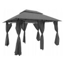 Pavilion de Gradina cu Cadru Metalic si Perdele - Gri - 3 x 4 m