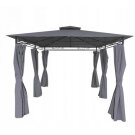 Pavilion de Gradina cu Cadru Metalic si Perdele - Gri - 3 x 4 m