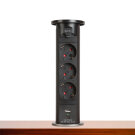 Prelungitor Motorizat Incorporabil - 3 x 250 V - Negru + USB-A, TYPE-C